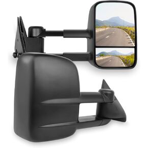 مرايا السحب لسيارة Chevy & GMC C3500 1992-1999، Suburban 1992-2000، Tahoe & Yukon 1988-2001 - مرآة جانبية مع ضبط يدوي ولا توجد إشارة انعطاف - زوج واحد in Kuwait