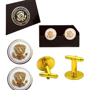 Presidential Collection Vice President J D Vance 24K Gold Plated Signature Cufflinks with Eagle Seal, Personalized Gold Cufflinks for Men — Classic Engravable Style, Gift-Ready Set in Saudi Arabia