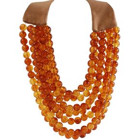 Multicolor Multi-Strand Resin Bead Choker Necklace with Vegan Leather Snap Clasp, Glamorous Faux Gemstone Statement Jewelry Gift for Women in Saudi Arabia