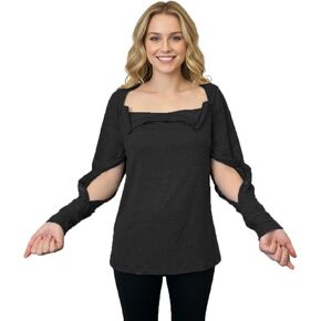 Youdiao Women's Port Access Shirt with Easy-Open Arm Zipper Soft Long Sleeve Top for Chemo, Dialysis & Post-Surgery Recovery in Saudi Arabia