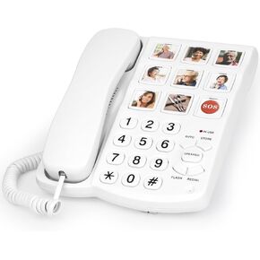 هواتف Sangyn الأرضية لكبار السن مع هاتف سلكي بزر كبير للمنزل مع حجم رنين عالٍ مضخم قابل للتعديل بلمسة واحدة وهواتف ذات أزرار كبيرة لضعاف السمع، أسود in Kuwait