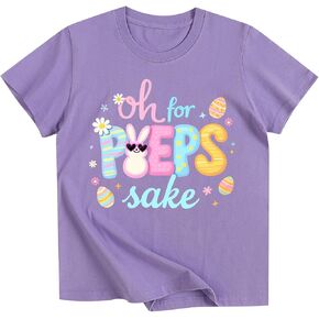 تي شيرت للفتيات الصغيرات لعيد الفصح على شكل أرنب من القطن بأكمام قصيرة من 3 إلى 13 سنة in Kuwait