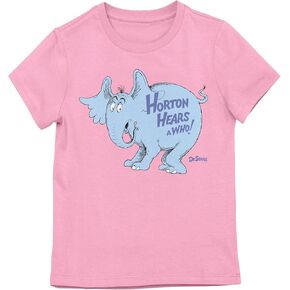 تي شيرت Bioworld Horton Hears A Who Horton Logo Text للفتيات الشبابية ذو الرقبة الدائرية وأكمام قصيرة in Kuwait