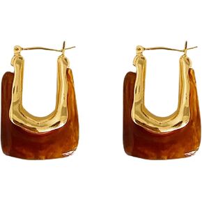 Resin U Shaped Hoop Earring Women Acrylic Irregular Geometric Huggie Earrings in Kuwait
