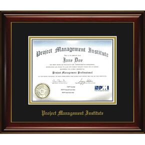 Project Management Institute PMI Diploma Frame - Glossy Mahogany Wood Frame with Gold Accent Lines in Kuwait
