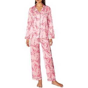 Juakoso Valentine's Day Pajamas Sets Women Cute Pink Heart Print Pjs Sets Shirt Top Pants 2 Piece Sets Sleepwear in Kuwait