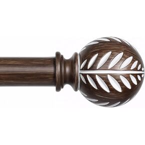 قضبان ستائر بوهو من الخشب الداكن من BRIOFOX للنوافذ من 66 إلى 120 بوصة - قضبان ستائر شديدة التحمل بقطر 1 بوصة مع تشطيبات نمط أوراق الحبوب الخشبية المقلدة، مجموعة قضبان ستائر زخرفية قابلة للتعديل، 28-120 بوصة in Kuwait