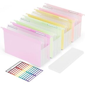 ThinkTex مجلدات ملفات معلقة بلاستيكية ذات سعة إضافية، 4.72 بوصة 8 عبوات معززة قابلة للتوسيع حجم الحروف، جيب الأكورديون مع فواصل متحركة، شديد التحمل لخزانة الملفات، المكتب المنزلي in Kuwait