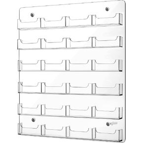 Acrylic Business Card Holder Wall Mount Clear Sticker Display Rack Multiple Card Holders Clear Acrylic Card Organizing Sticker Display Stand Pre Drilled Acrylic Display (12 Pocket) in Saudi Arabia