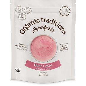 Organic Traditions Beet Latte with Fermented Beetroot | Instant Dairy Free Superfood Latte for Energy | Pink Drink Instant Tea Latte | 150g/5.3oz Bag in Kuwait