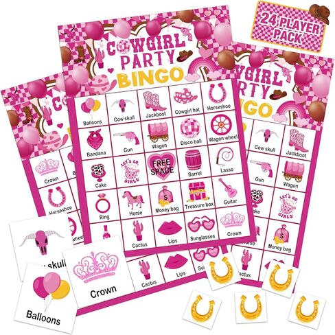 Liliful 35 Pcs Western Cowboy Bingo Cards 24 Players Cowboy Party Bingo Games Wild West Party Games for Boys Girls Adults Family Classroom Activities Western Birthday Theme Party Favors Supplies in Saudi Arabia