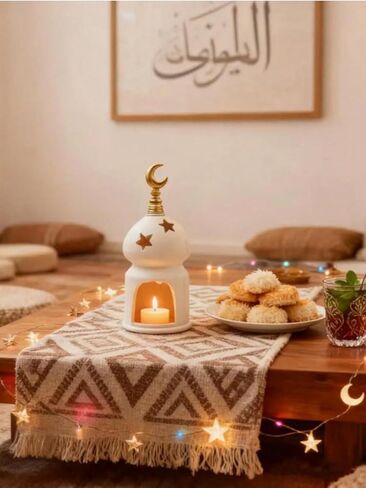حامل شموع على شكل منحوتة من الراتنج لرمضان، زينة العيد، زينة على الطراز المعماري الإسلامي، مناسبة لغرفة المعيشة أو المكتب أو المدخل - مثالية لرمضان والمناسبات الاحتفالية in Saudi Arabia