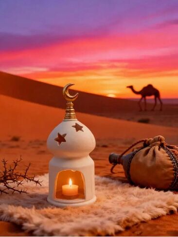 حامل شموع على شكل منحوتة من الراتنج لرمضان، زينة العيد، زينة على الطراز المعماري الإسلامي، مناسبة لغرفة المعيشة أو المكتب أو المدخل - مثالية لرمضان والمناسبات الاحتفالية in Saudi Arabia