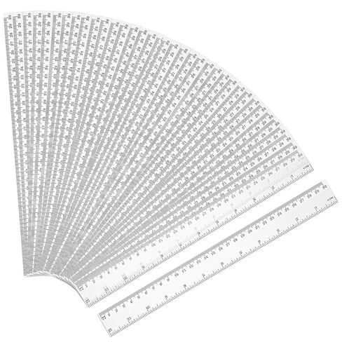 50 Pack Black Plastic Ruler, 12 Inch Standard/Metric Rulers Straight Ruler Measuring Tool for Student School Office (Black) in Saudi Arabia