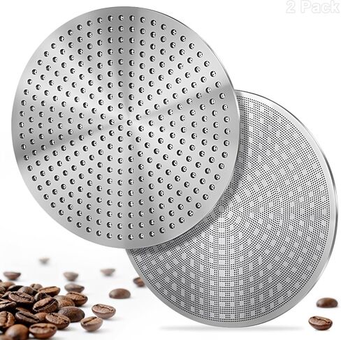 عبوتان من شاشة عفريت مقاس 53.3 مم - شاشة فلتر اسبريسو مزدوجة الطبقة من الجيل الثالث من DRMBIGA، فلتر قهوة من الفولاذ المقاوم للصدأ قابل لإعادة الاستخدام لسلال فلتر بورتافلتر من بريفيل - شبكة دقيقة بسمك 0.8 مم و150 ميكرومتر in Kuwait