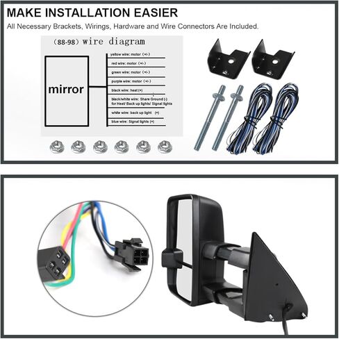 Spec-D ضبط العنبر LED إشارة الطاقة ساخنة قابلة للطي مرايا السحب متوافقة مع 1988-1998 GMC C/K 1500 2500 3500، 1992-1999 يوكون سوبربان يسار + زوج يمين in Saudi Arabia