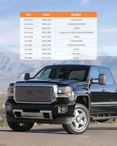 مرايا السحب لسيارة Chevy & GMC C3500 1992-1999، Suburban 1992-2000، Tahoe & Yukon 1988-2001 - مرآة جانبية مع ضبط يدوي ولا توجد إشارة انعطاف - زوج واحد in Kuwait