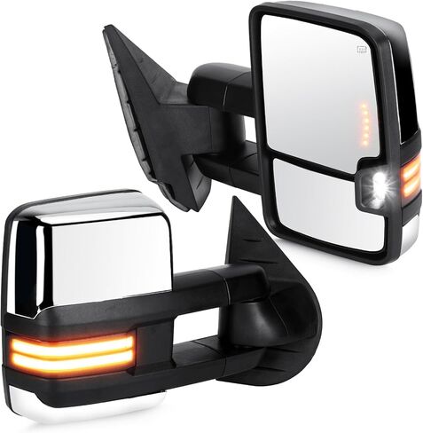 Youxmoto Towing Mirrors 2007-2013 fit for Chevy Silverado Sierra 1500/ 2500HD/ 3500 for GMC Sierra Pickup Truck Mirrors, Heated; Arrow/Turn Signal Running/Clearance Light; Manual Folding&Telescoping in Saudi Arabia