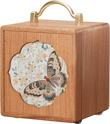Wooden Jewelry Box for Women 4 Tier Walnut Wooden Jewelry Box with handle (Flower and butterfly prints A) in Saudi Arabia