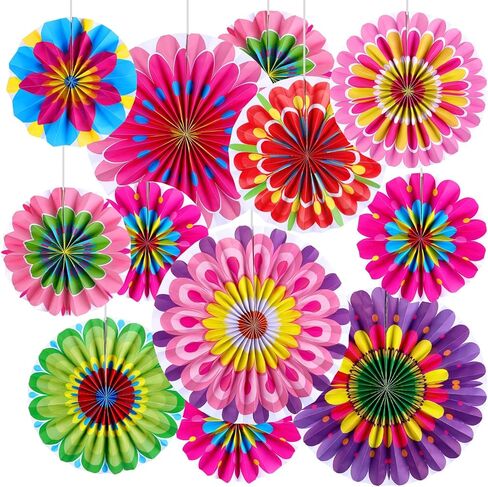 18 Pcs Mexican Party Decorations Fiesta Paper Fans Spring Classroom Wall Decor Cinco De Mayo Decorations for Fiesta Party Decor Wedding Birthday in Saudi Arabia