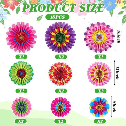 18 Pcs Mexican Party Decorations Fiesta Paper Fans Spring Classroom Wall Decor Cinco De Mayo Decorations for Fiesta Party Decor Wedding Birthday in Saudi Arabia
