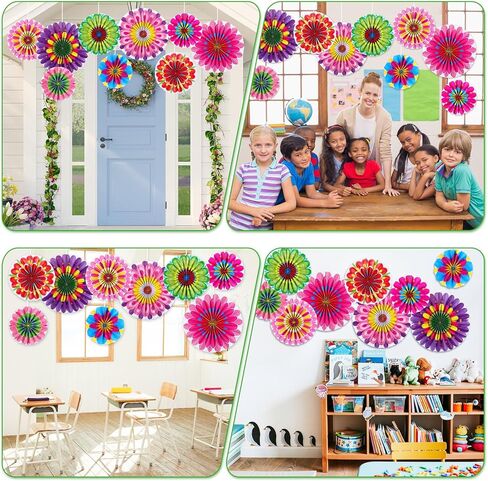 18 Pcs Mexican Party Decorations Fiesta Paper Fans Spring Classroom Wall Decor Cinco De Mayo Decorations for Fiesta Party Decor Wedding Birthday in Saudi Arabia