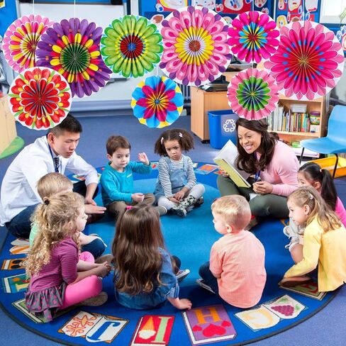 18 Pcs Mexican Party Decorations Fiesta Paper Fans Spring Classroom Wall Decor Cinco De Mayo Decorations for Fiesta Party Decor Wedding Birthday in Saudi Arabia