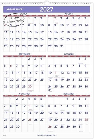 AT-A-GLANCE Wall Calendar 2026-2027 Planner, Academic 12-Month July-June, Monthly, 15-1/2" x 22-3/4", Ruled Daily Blocks (AY328) in Saudi Arabia