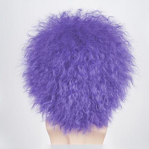 Purple Culry Fluffy Men Women Lavender Wig with Funny Round Goggles – Curly Costume Wig for Halloween, Carnival, Cosplay, Theme Party in Saudi Arabia