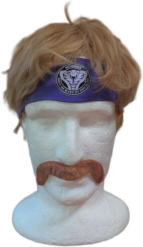 HandinHandCreations Dodgeball Goodman Costume Set – Wig & Mustache with Sweatband All Included | Retro White 80s Gym Look for Halloween & Cosplay Goodman in Saudi Arabia