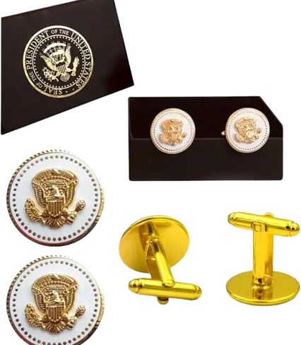 Presidential Collection Vice President J D Vance 24K Gold Plated Signature Cufflinks with Eagle Seal, Personalized Gold Cufflinks for Men — Classic Engravable Style, Gift-Ready Set in Saudi Arabia
