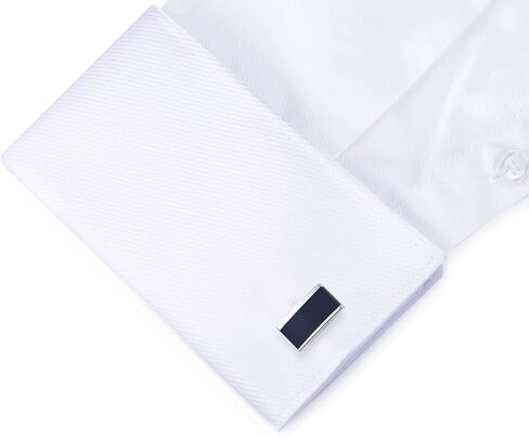 HONEY BEAR Rectangle Cufflinks Tie Clip Set Mens Business Wedding Gift with Box, Navy Blue in Saudi Arabia