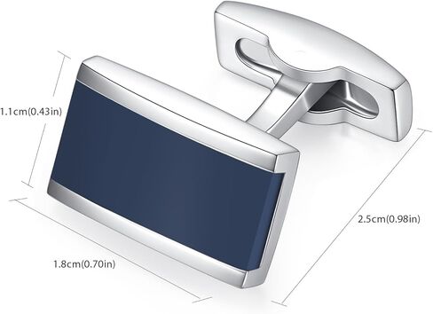 HONEY BEAR Rectangle Cufflinks Tie Clip Set Mens Business Wedding Gift with Box, Navy Blue in Saudi Arabia
