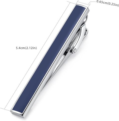 HONEY BEAR Rectangle Cufflinks Tie Clip Set Mens Business Wedding Gift with Box, Navy Blue in Saudi Arabia
