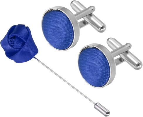 PATIKIL Cufflinks Brooch Lapel Pin Set, Fabric Cufflink and Rose Boutonnieres Corsage Kit for Men Wedding in Saudi Arabia