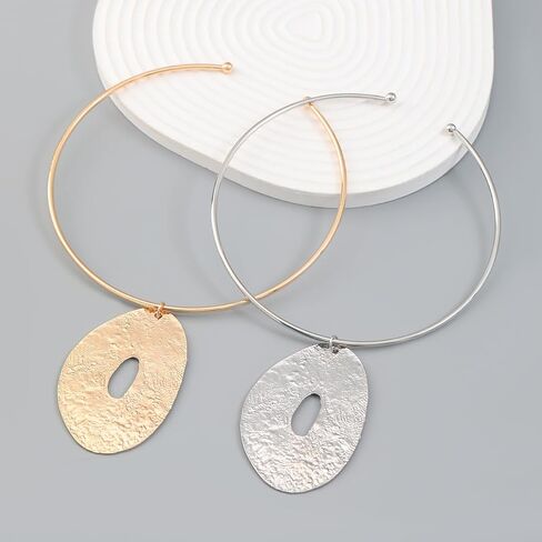 African Jewelry Gold Plated/Silver Choker Necklace for Women Men Unisex,Metal Circle Collar Necklace Irregular Pendant Necklace Statement Costume Ethnic Tribal Accessories (Gold) in Saudi Arabia