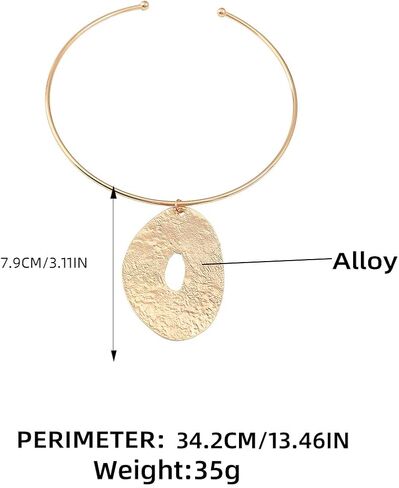 African Jewelry Gold Plated/Silver Choker Necklace for Women Men Unisex,Metal Circle Collar Necklace Irregular Pendant Necklace Statement Costume Ethnic Tribal Accessories (Gold) in Saudi Arabia