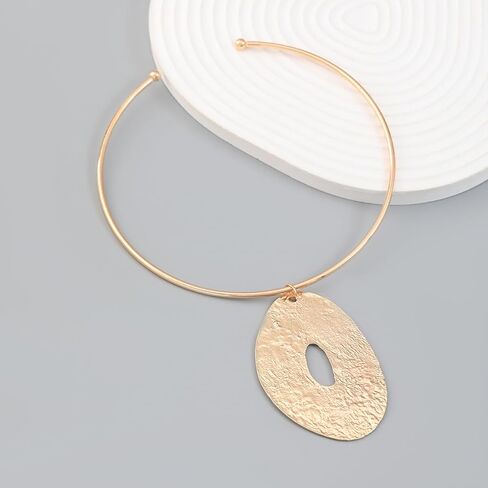 African Jewelry Gold Plated/Silver Choker Necklace for Women Men Unisex,Metal Circle Collar Necklace Irregular Pendant Necklace Statement Costume Ethnic Tribal Accessories (Gold) in Saudi Arabia
