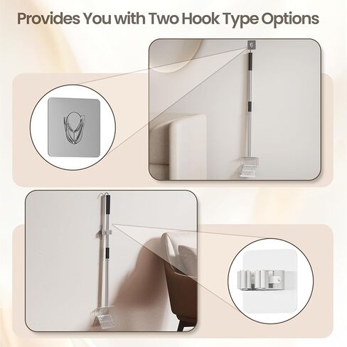 مغرفة فضلات القطط المعدنية شديدة التحمل مع حامل - مغرفة صندوق فضلات الغربلة السريعة تلتقط جميع الكتل - مجرفة غربلة فضلات القطط بمقبض مريح - سهلة التنظيف بخطاف (قصير) in Kuwait