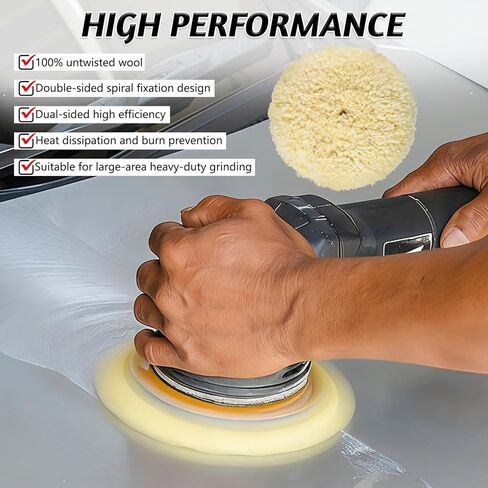 وسادة صوف مزدوجة الجوانب مقاس 9 بوصة، بديلة لمنصات تلميع الصوف ذات الجوانب 3M 05753، وسادات صوف للسيارات والشاحنات، تزيل بقوة خدوش الطبقة الشفافة بسلاسة. in Kuwait