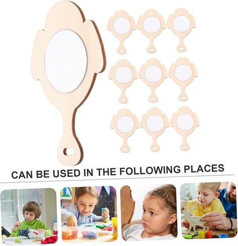 LIFKOME 10pcs Wooden Boys and Girls Mirrors Mirrors Unfinished Craft Toys for DIY in Saudi Arabia