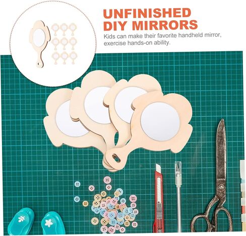 LIFKOME 10pcs Wooden Boys and Girls Mirrors Mirrors Unfinished Craft Toys for DIY in Saudi Arabia