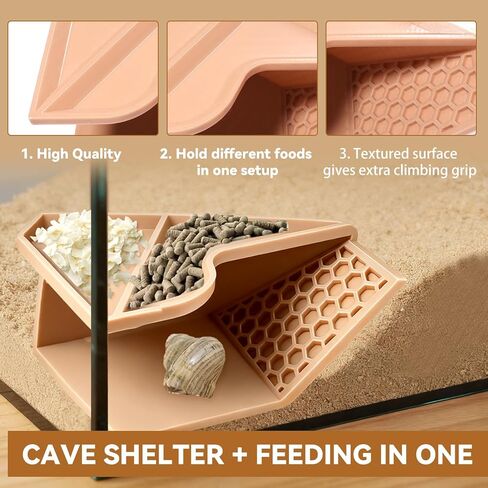 زاوية كهف نفق السلطعون الناسك، ملحقات خزان تسلق السلطعون تحت الأرض، إخفاء ديكور، سلطعون الناسك السحلية الحرباء الهامستر ملحقات تزيين لوازم الألعاب والحلي - لون رملي in Kuwait
