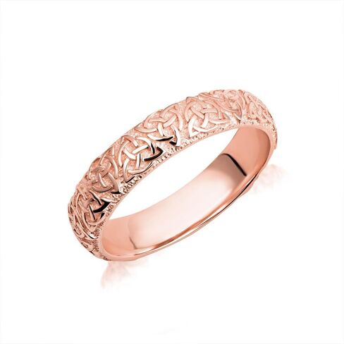 14K Yellow, White, and Rose Gold 4.3mm Wide Unisex Textured Irish Celtic Wedding Band Trinity Knot Eternity Ring, Available in Sizes 5-16 in Saudi Arabia