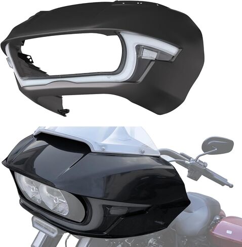 Front Outer Fairing for Road Glide 2015-2023,Upgraded Fairing with Light Cowl Headlight Cover w/DRL Turn Signal for Harley Touring CVO Road Glide 2015-2023 Accessories, Black in Saudi Arabia