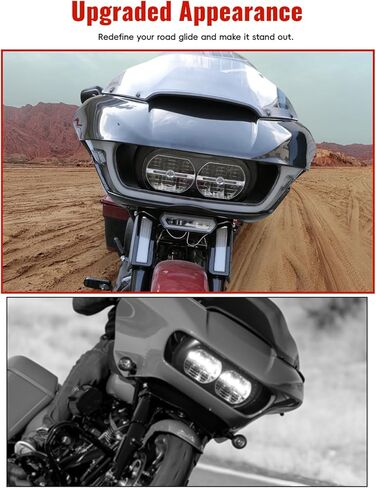Front Outer Fairing for Road Glide 2015-2023,Upgraded Fairing with Light Cowl Headlight Cover w/DRL Turn Signal for Harley Touring CVO Road Glide 2015-2023 Accessories, Black in Saudi Arabia