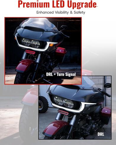 Front Outer Fairing for Road Glide 2015-2023,Upgraded Fairing with Light Cowl Headlight Cover w/DRL Turn Signal for Harley Touring CVO Road Glide 2015-2023 Accessories, Black in Saudi Arabia