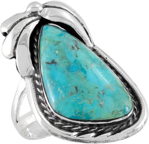 Turquoise Ring Sterling Silver 925 Genuine Gemstones Size 6 to 11 in Saudi Arabia