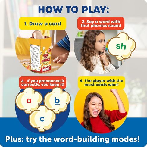مصادر التعلم POP for Phonics - تعلم قراءة بطاقات فلاش الصوتيات، ألعاب تعلم رياض الأطفال للأطفال من 5 إلى 7 سنوات، أنشطة التهجئة وتطوير اللغة في المدرسة المنزلية، بطاقات فلاش القراءة in Saudi Arabia