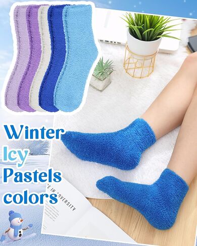 Taiyin 50 Pairs Snowflake Fuzzy Socks Bulk Unisex Womens Fluffy Soft Winter Warm Slipper Socks Cute Cozy Christmas Gifts in Saudi Arabia